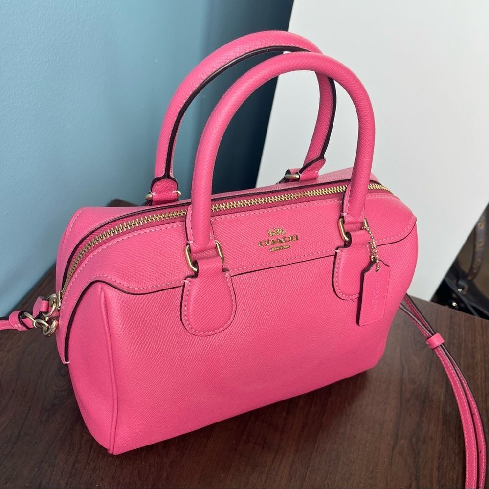 COACH Hot Pink Rowan Bennet Satchel Boston Bag Tote Crossbody Handbag - Picture 7 of 13